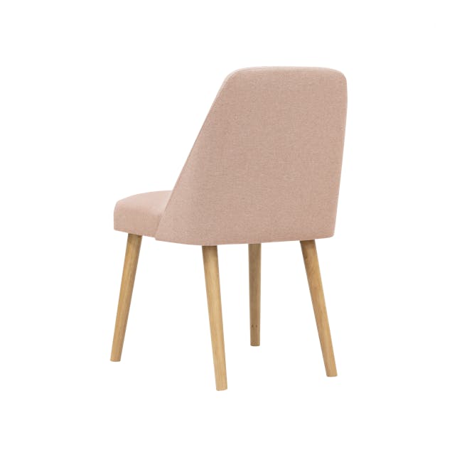 Miranda Chair - Natural, Peach Pink - 8 - Faux fur chair, wooden legs, light pink fabric, modern design, cozy seating