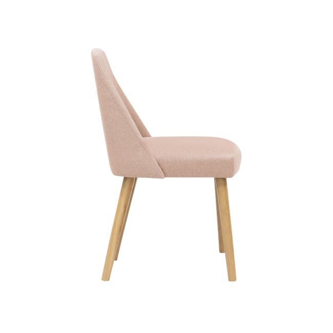 Miranda Chair - Natural, Peach Pink - 7 - Faux fur chair, light beige upholstery, wooden legs, minimalist design, cozy