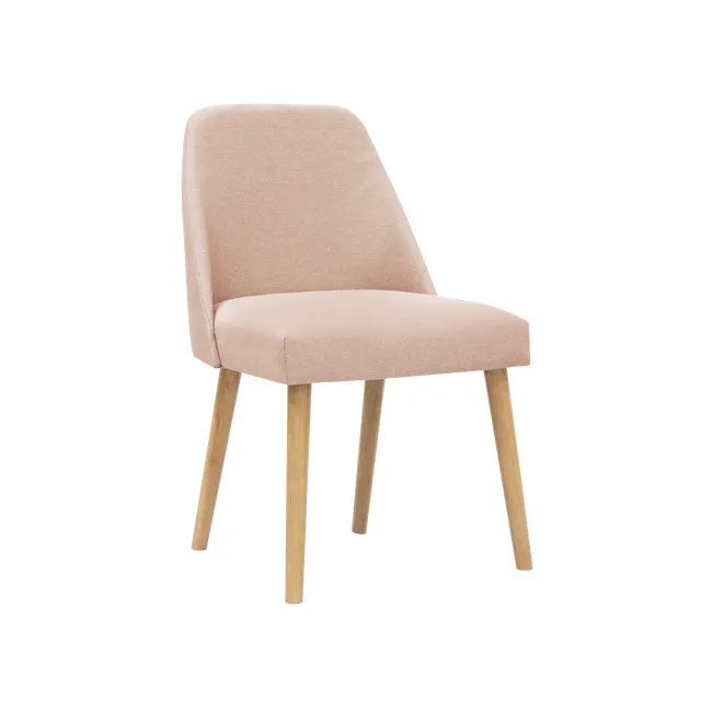 Charmant Dining Table 1.4m with Miranda Bench and Chairs in Peach Pink - 24 - Faux fur chair, light beige upholstery, wooden