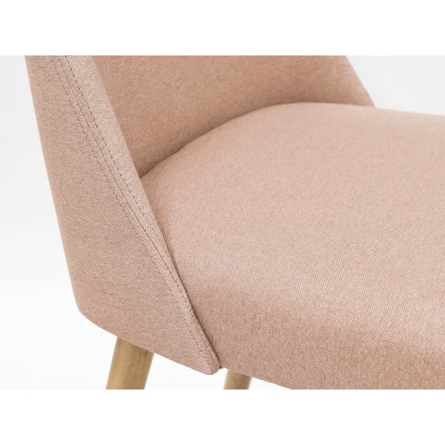 Charmant Dining Table 1.4m with Miranda Bench and Chairs in Peach Pink - 25 - Beige upholstered chair, textured fabric, soft