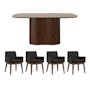 Bolton Dining Table 1.8m in Walnut with 4 Fabian Armchairs in Mud - 0