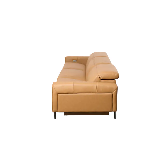 Clyde 4 Seater Power Recliner Sofa - Oslo Tan (Top Grain Leather) - Zero Wall - 9 - Lime green leather sofa, modern design