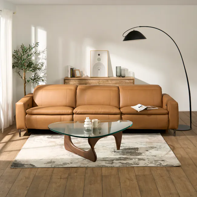 Clyde 4 Seater Power Recliner Sofa - Oslo Tan (Top Grain Leather) - Zero Wall - 2 - Modern living room, minimalist design