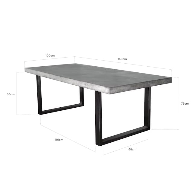 Titus Concrete Dining Table 1.8m (Steel Legs) - 6