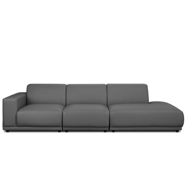 Milan 4 Seater Corner Extended Sofa - Smokey Grey (Faux Leather) - 11