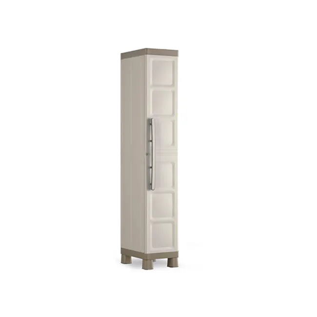 Excellence 1 Door Cabinet - 1 - Elegant, beige-colored tall cabinet with minimalist design, Modern kitchen cabinet with