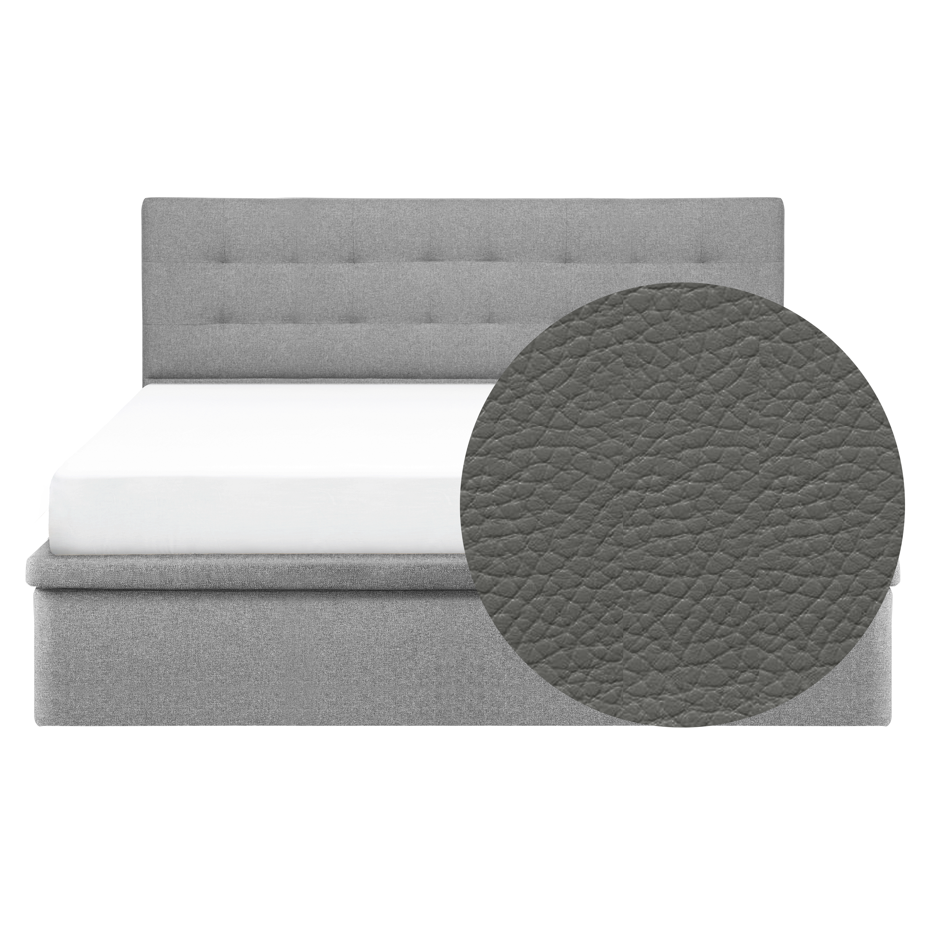 ESSENTIALS King Headboard Storage Bed - Stone (Faux leather)