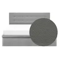 ESSENTIALS King Headboard Storage Bed - Stone (Faux leather)