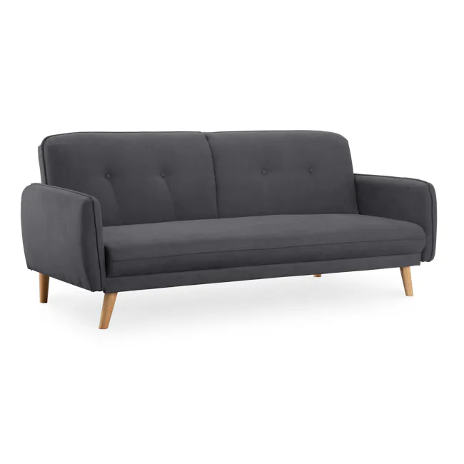 Emery 3 Seater Sofa Bed - Hailstorm - 5 - Grey upholstered sofa, modern design, wooden legs, minimalist style, comfortable