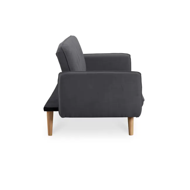 Emery 3 Seater Sofa Bed - Hailstorm - 9 - Grey upholstered armchair, wooden legs, minimalist design, modern furniture, cozy