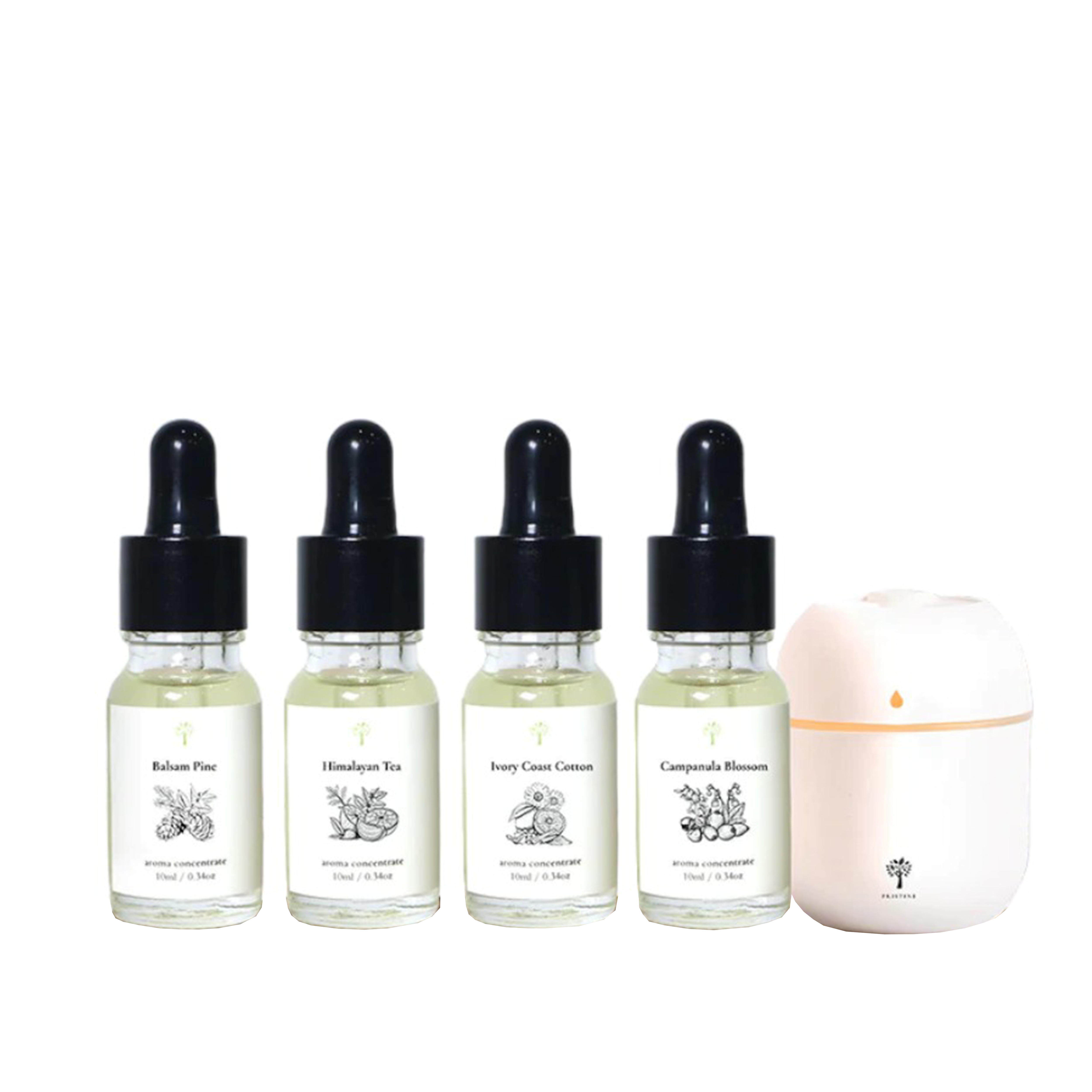 Pristine Aroma Concentrate 10ml - 4 Signature Series Bundle Pack (+ Free Humidifier)