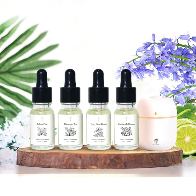 Pristine Aroma Concentrate 10ml - 4 Signature Series Bundle Pack (+ Free Humidifier) - 1
