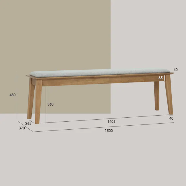 Toronto Extendable Dining Table 1.6m-2m with Toronto Bench 1.5m and 2 Toronto Cushioned Dining Chairs - 47