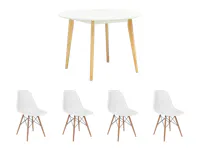 Harold Round Dining Table 1.05m with 4 Oslo Chairs in White