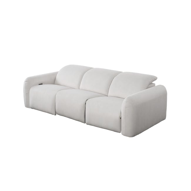 Harmony 3 Seater Power Recliner Sofa - Misty Grey (Scratch Resistant) - Zero Wall - 3 - White modern sofa, minimalist