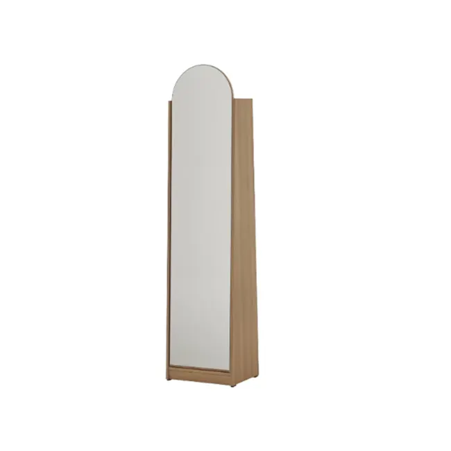Chelsea Arched Mirror Cabinet 40x165cm - Maple - 1 - Wooden mirror with curved top, minimalist design, tall rectangular
