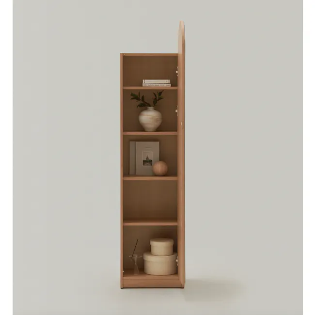 Chelsea Arched Mirror Cabinet 40x165cm - Maple - 7 - Wooden bookshelf, minimalist design, open shelf, books, decorative