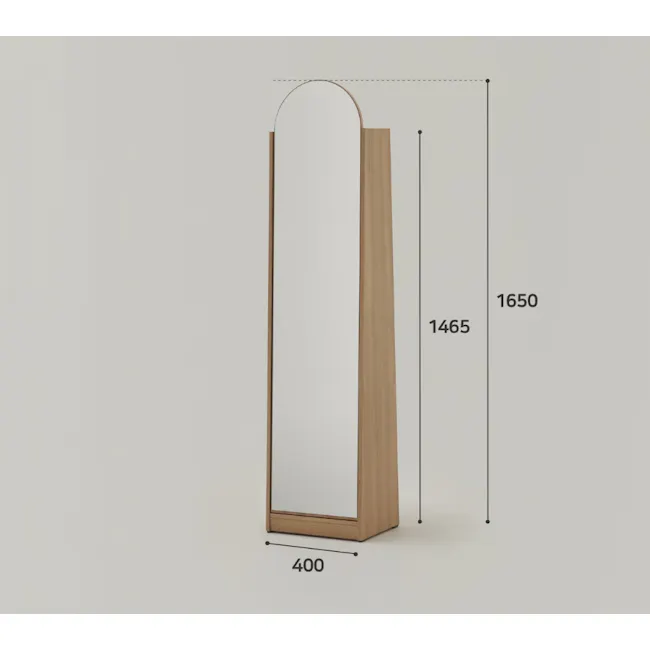 Chelsea Arched Mirror Cabinet 40x165cm - Maple - 8 - Wooden mirror with arched top, 400mm height, 1465mm total height