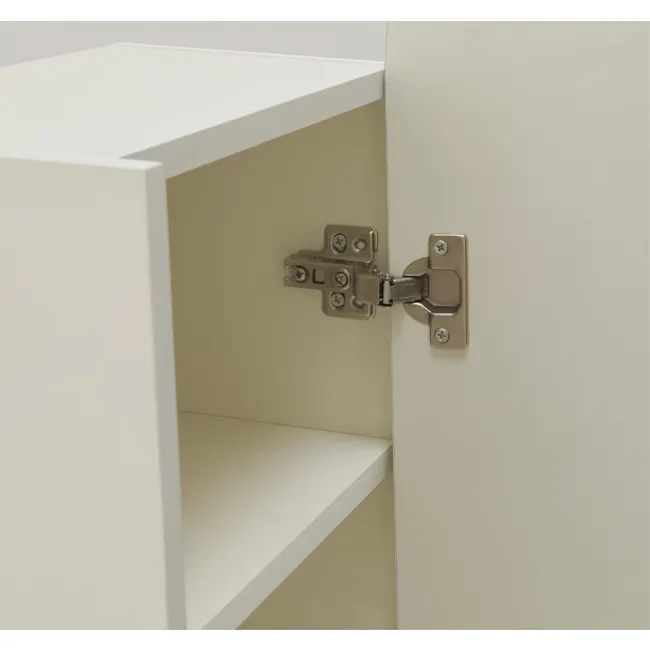 Chelsea Arched Mirror Cabinet 40x165cm - Maple - 6 - White cabinet with metallic hinge, open shelf, minimalist design, clean
