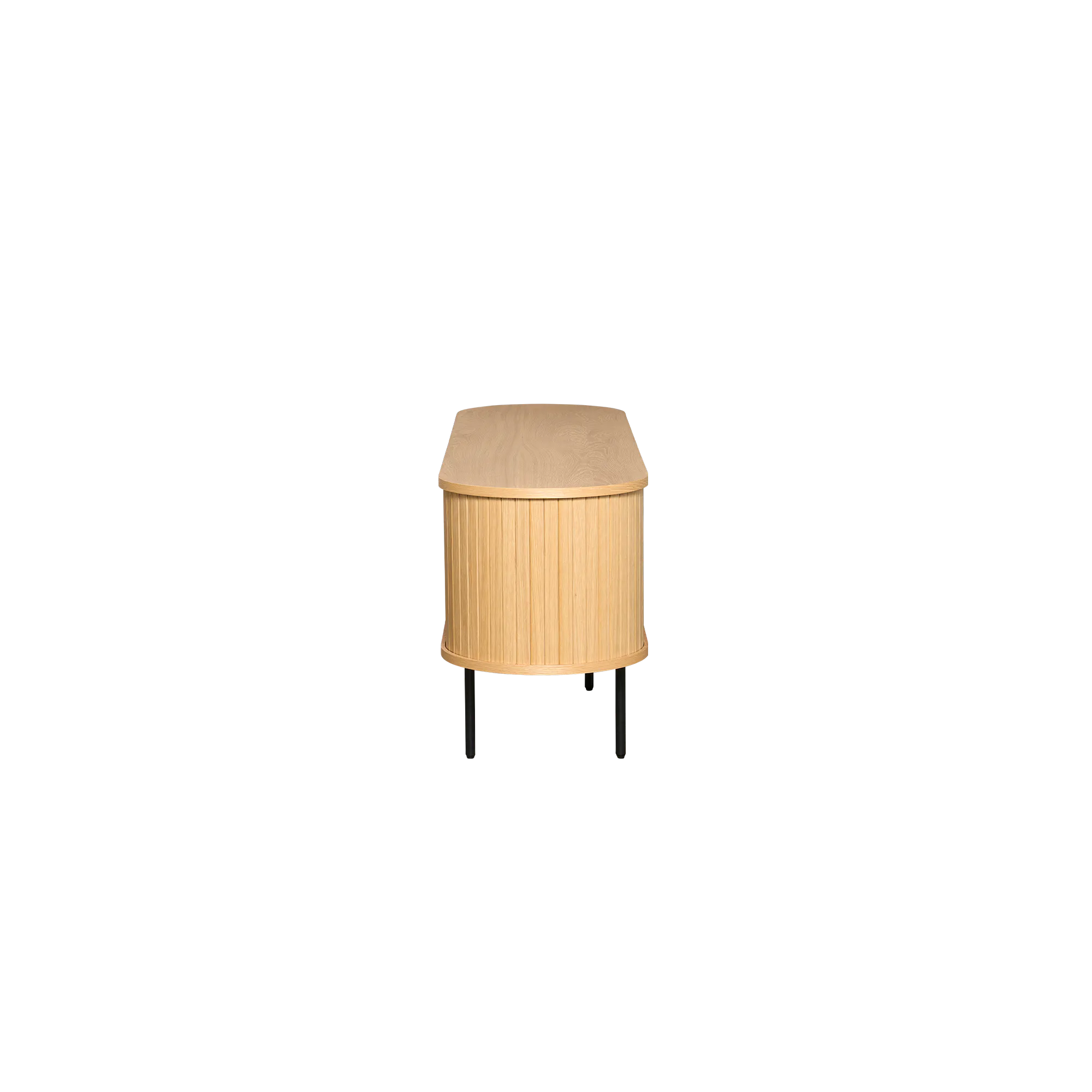 Nola TV Console 1.5m - Oak - 12 - Wooden table with natural finish, minimalist design, round top, cylindrical legs, light