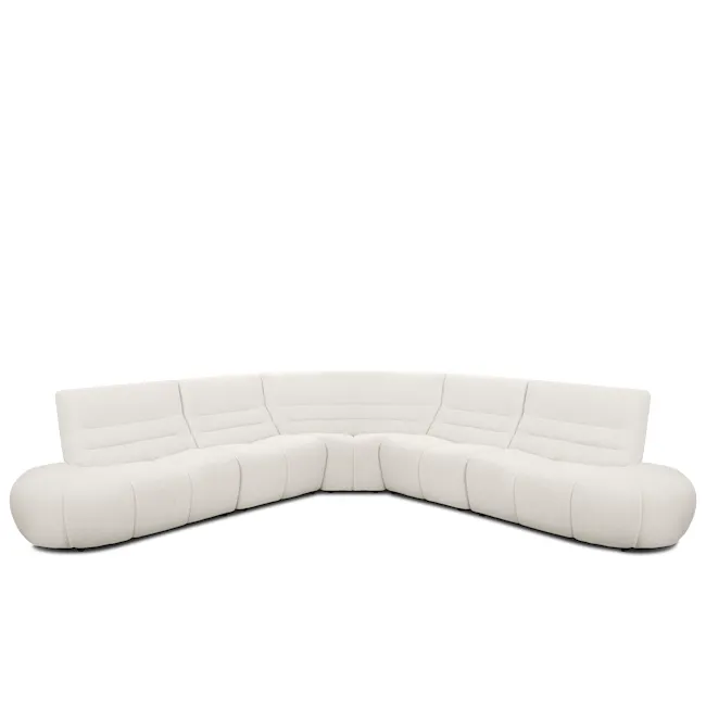 Tara Armless Sofa Unit - Beige - 9 - Sleek, modern white sectional sofa with plush cushions, Elegant, minimalist white