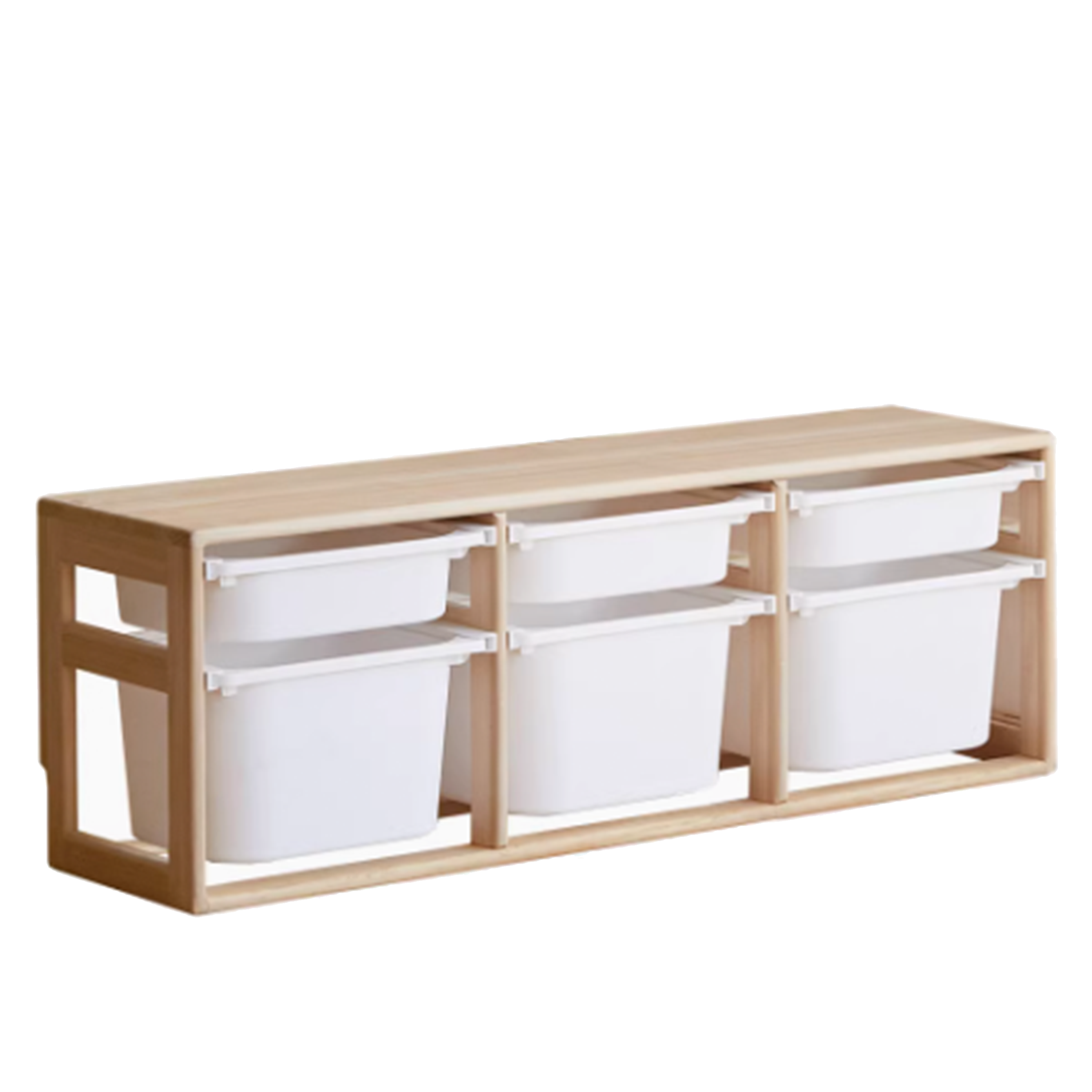 Micah Wooden Kids 2 Tier Wide Storage Cabinet 1.25m - Image 1