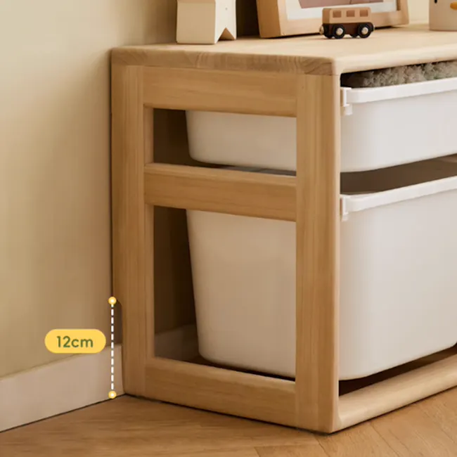 Micah Wooden Kids 2 Tier Wide Storage Cabinet 1.25m - 11 - Wooden storage unit, compact design, wall-mounted shelf, white