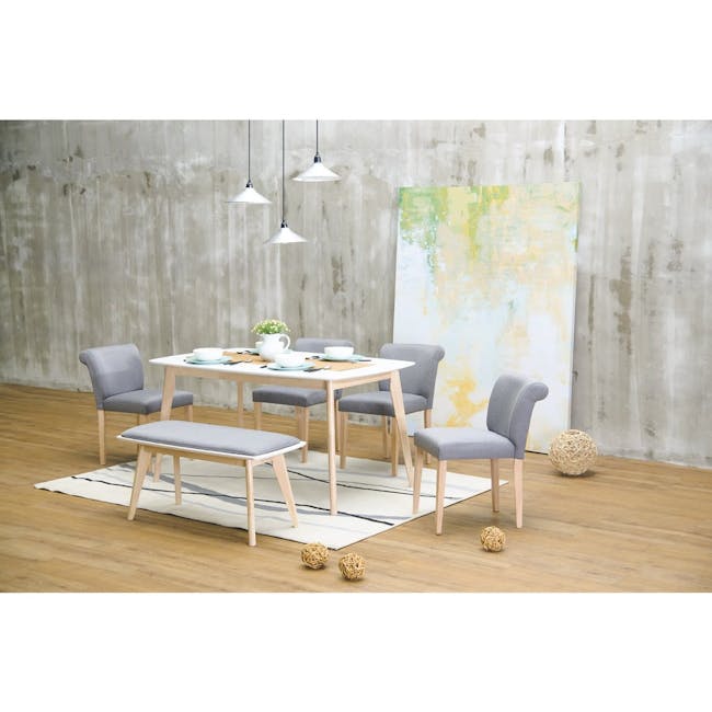 Acker Dining Table 1.5m with Harold Bench 1m and 2 Harold Dining Chair in Seal - 13