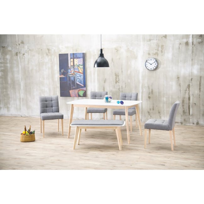 Harold Dining Table 1.5m in Cocoa with Harold Bench 1m with 2 Harold Dining Chairs in Seal - 15 - modern dining room