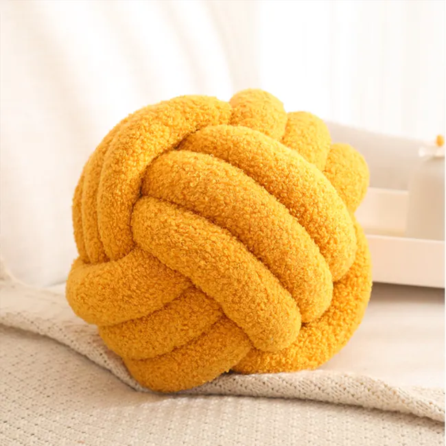 Knot Ball Plush Cushion - Yellow - 3