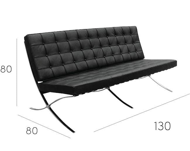Benton 2 Seater Sofa - Black (Genuine Cowhide) - 5