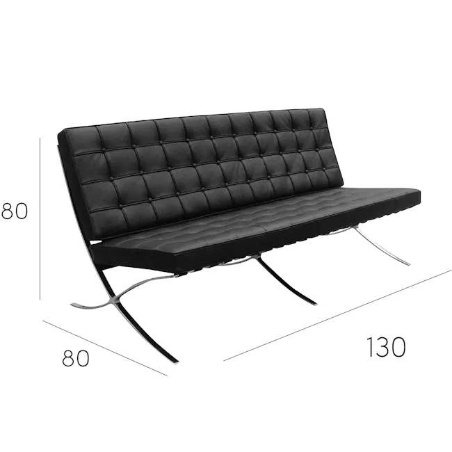 Benton 3 Seater Sofa with Benton 2 Seater Sofa - Black (Genuine Cowhide) - 22 - modern bench, upholstered sofa, black