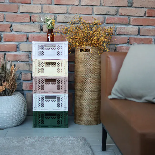 Aykasa Foldable Midibox - Ocean - 6 - vintage brick wall, stacked crates, rustic decor, wooden crates, green and white