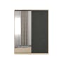 Lorren Sliding Door Wardrobe 3 with Mirror - Graphite Linen, Herringbone Oak - 0