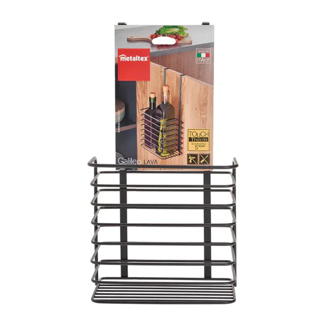 Metaltex Tall Basket - Black - 3 - Galileo Lava stainless steel kitchen rack, Italian manufacturing, touch therm guarantee