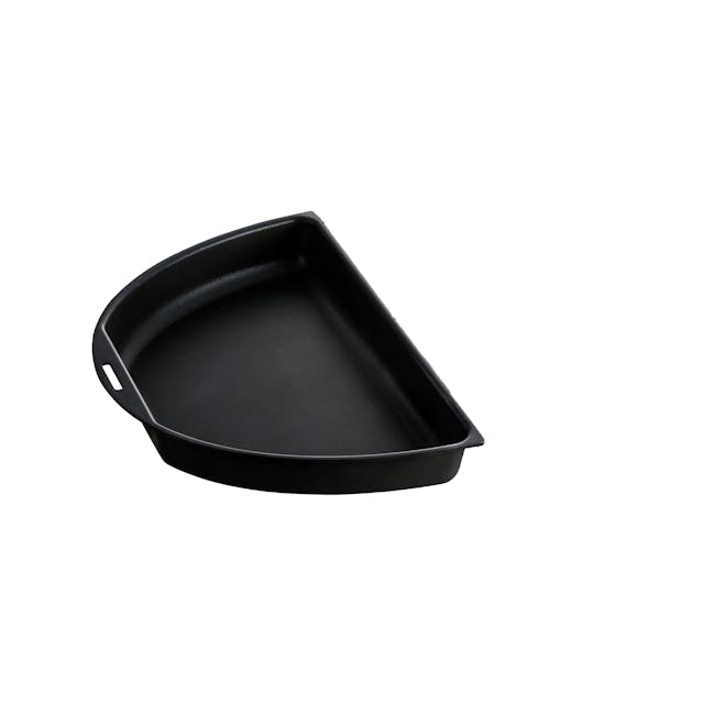 BRUNO Oval Half Grill and Flat Plates - 4 - Black, sleek, modern cast iron skillet, Ergonomic handle design for easy