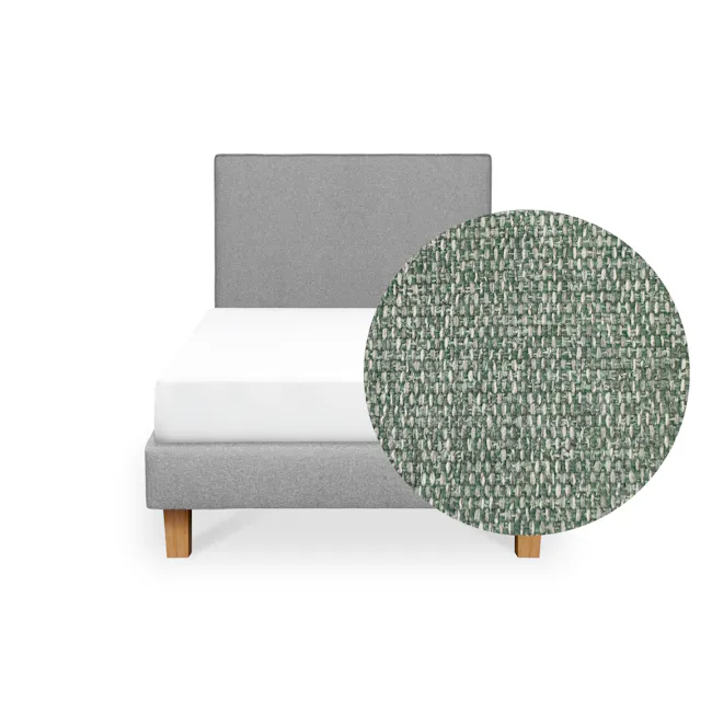 ESSENTIALS Single Headboard Divan Bed - Forest (Eco Clean Fabric) - 1 - Grey upholstered headboard, white cushioned bed