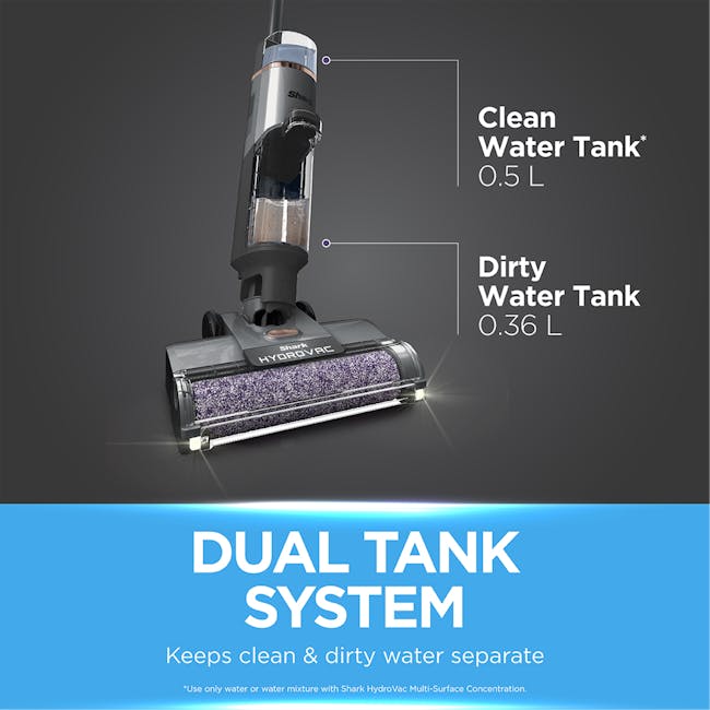 Shark HydroVac 3-in-1 Cordless Wet & Dry Hard Floor Cleaner (WD210) - 13 - HydroVac, dual tank system, water tank capacity