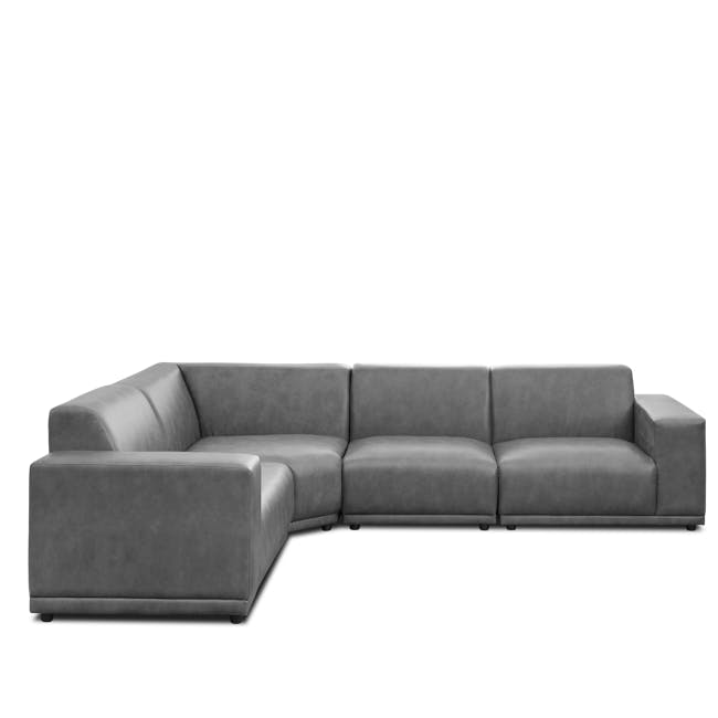 Milan 4 Seater Corner Sofa - Lead Grey (Faux Leather) - 15