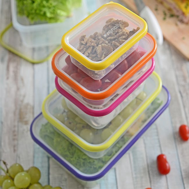 Omada Sanaliving Storage Container - Yellow (3 Sizes) - 5 - stack of colorful child-sized plastic containers, each with a