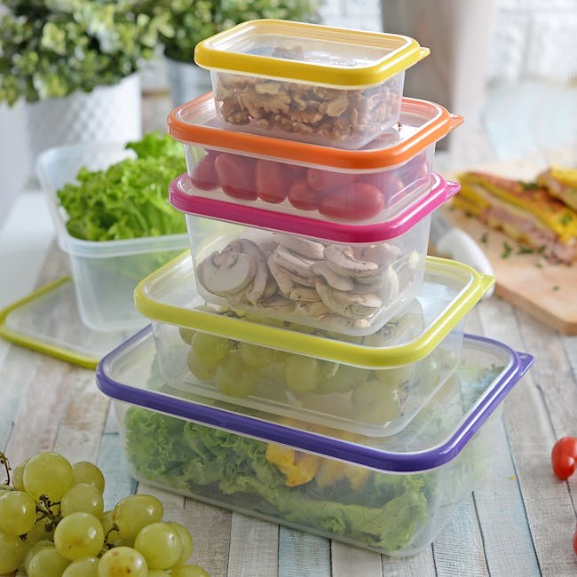 Omada Sanaliving Storage Container - Yellow (3 Sizes) - 4 - Clear plastic containers stacked on top of each other, vibrant