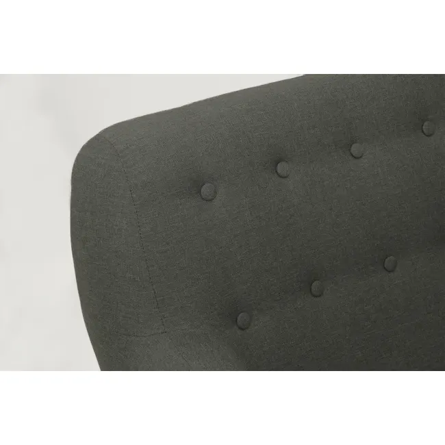 Emma 2 Seater Sofa - Raven - 12 - Dark gray upholstered chair, tufted buttons, textured fabric, elegant design