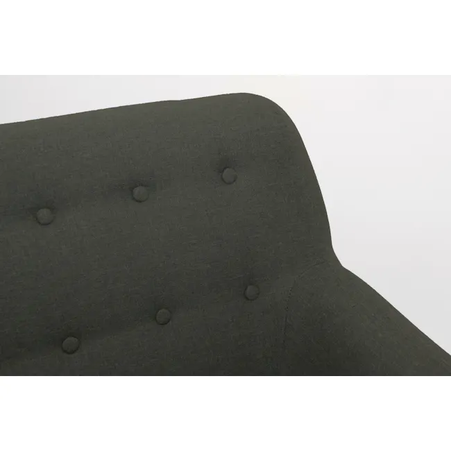 Emma 2 Seater Sofa - Raven - 13 - Dark gray upholstered chair, tufted buttons, classic design, textured fabric, elegant