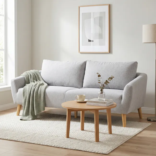 Hana 3 Seater Sofa with Hana Armchair - Light Grey - 3