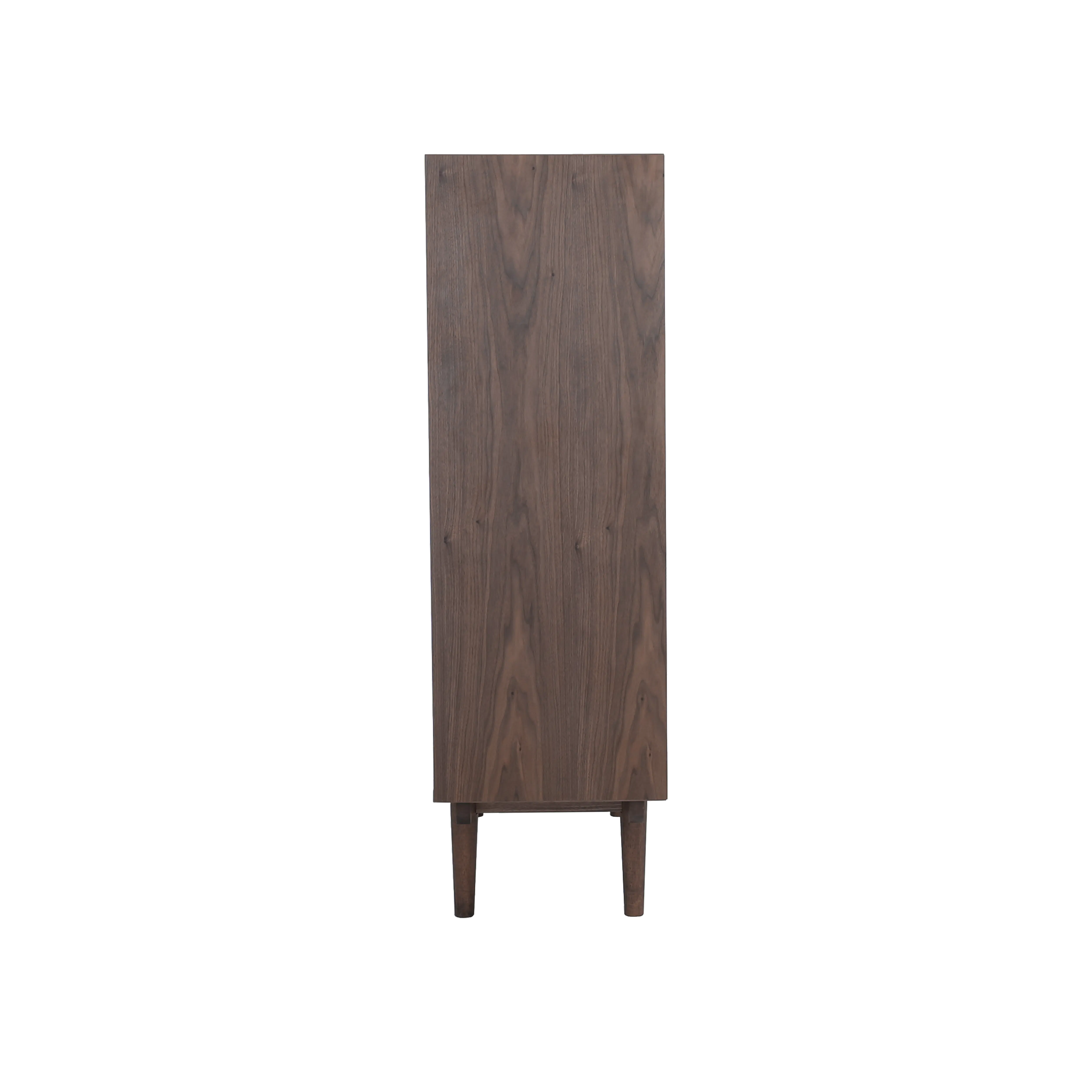 Larisa Tall Sideboard 1.1m - Walnut, Grey - 10 - Wooden paneling, dark wood texture, vertical grain pattern, natural wood