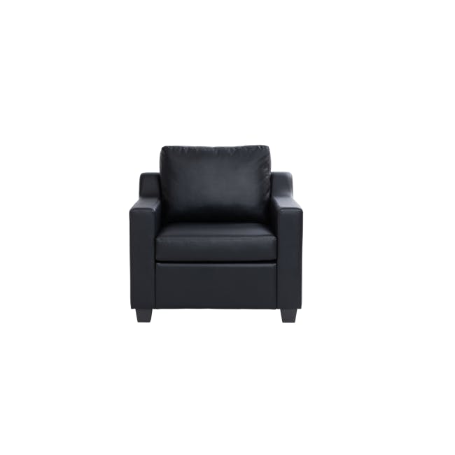 Baleno Armchair - Espresso (Faux Leather) - 1 - Black leather sofa, minimalist design, modern furniture, comfortable
