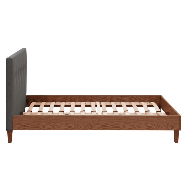 Landon Queen Bed with 2 Kyoto Single Shelf Bedside Table in Walnut - 6