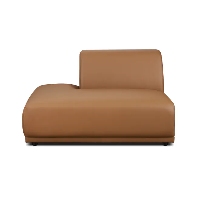 Milan 4 Seater Corner Extended Sofa - Caramel Tan (Faux Leather) - 9 - Brown leather sofa, modern design, comfortable