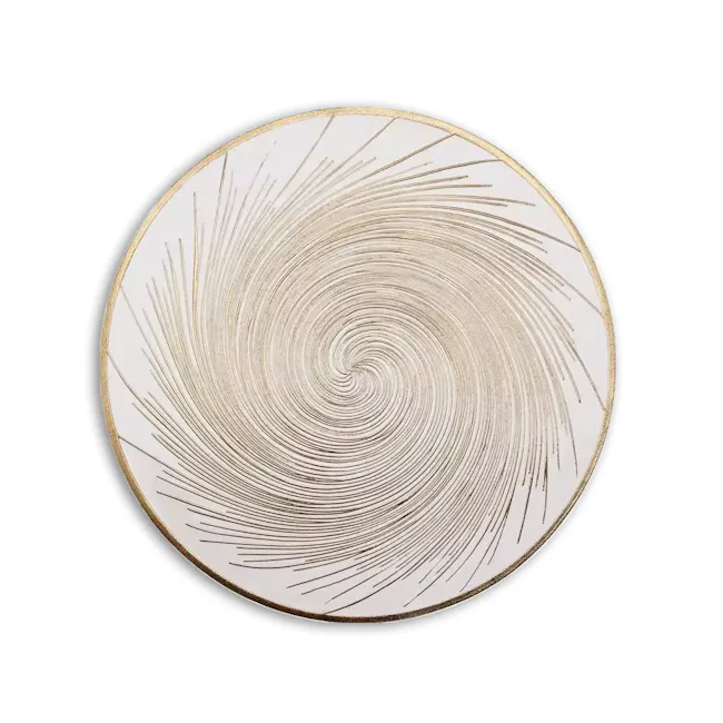 RAPEE Balls Round Placemat - White - 1 - Golden spiral design, minimalist art, abstract art, circular frame, nature-inspired
