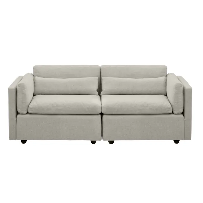 Liam Left Arm Unit - Ivory (Fabric) - 3 - Modern minimalist sofa, light gray fabric, comfortable cushions, sleek design